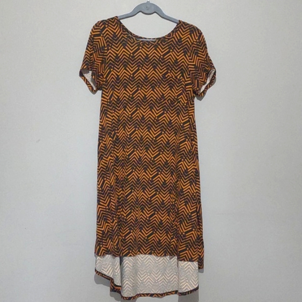 🌡️3/$5🌡️Lularoe High Low Dress Oversized Small Geometric Zigzag Stripe Stretch